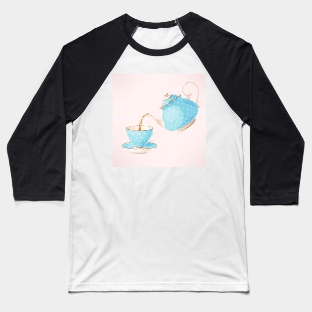 Watercolor Tea Party Baseball T-Shirt by NewburyBoutique